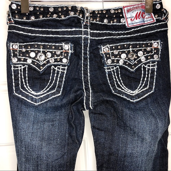 Miss chic Rhinestone stretch slim denim Jeans - Picture 5 of 8